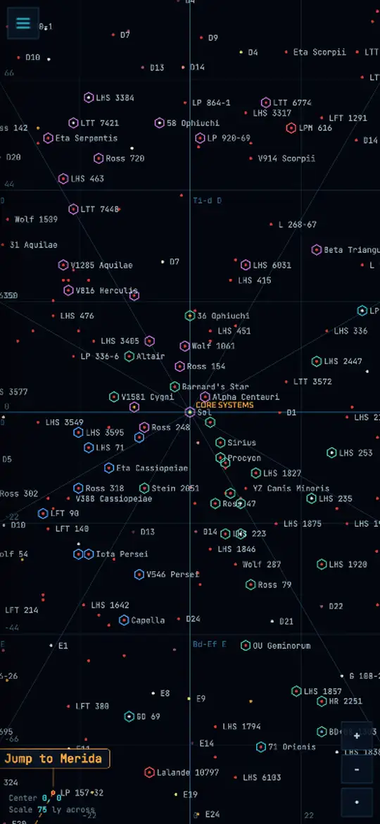 Tapping filter chips on the galaxy map so matching systems light up